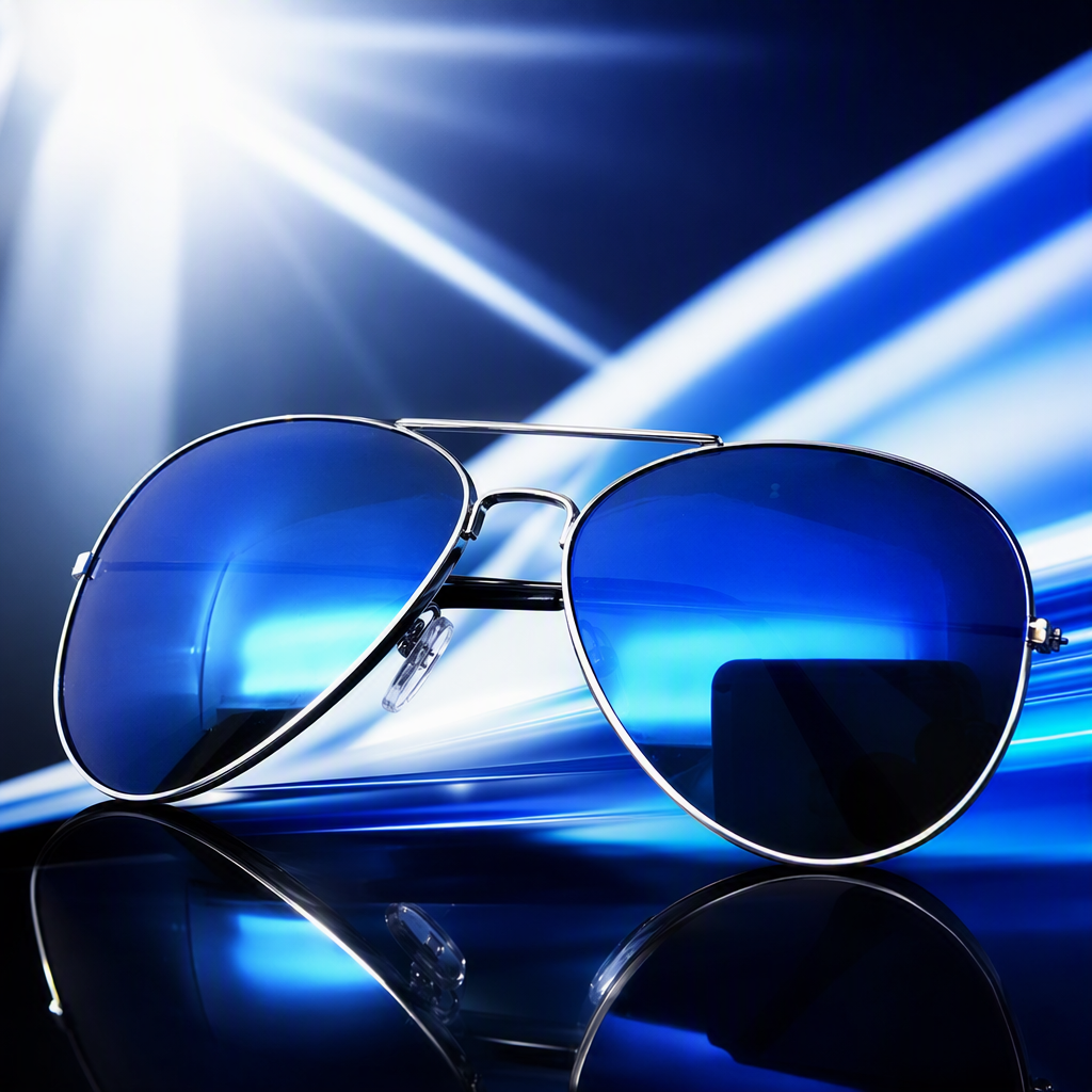 Fashionable blue reflective lens pilot sunglasses, polarized sunglasses for men, trendy driving UV protection sunglasses Specification image