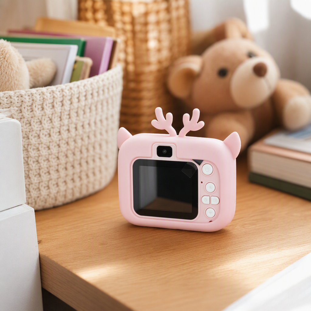 Cute pink children's camera, portable, shockproof, high-definition photography toy gift, suitable for preschool children to use details Picture
