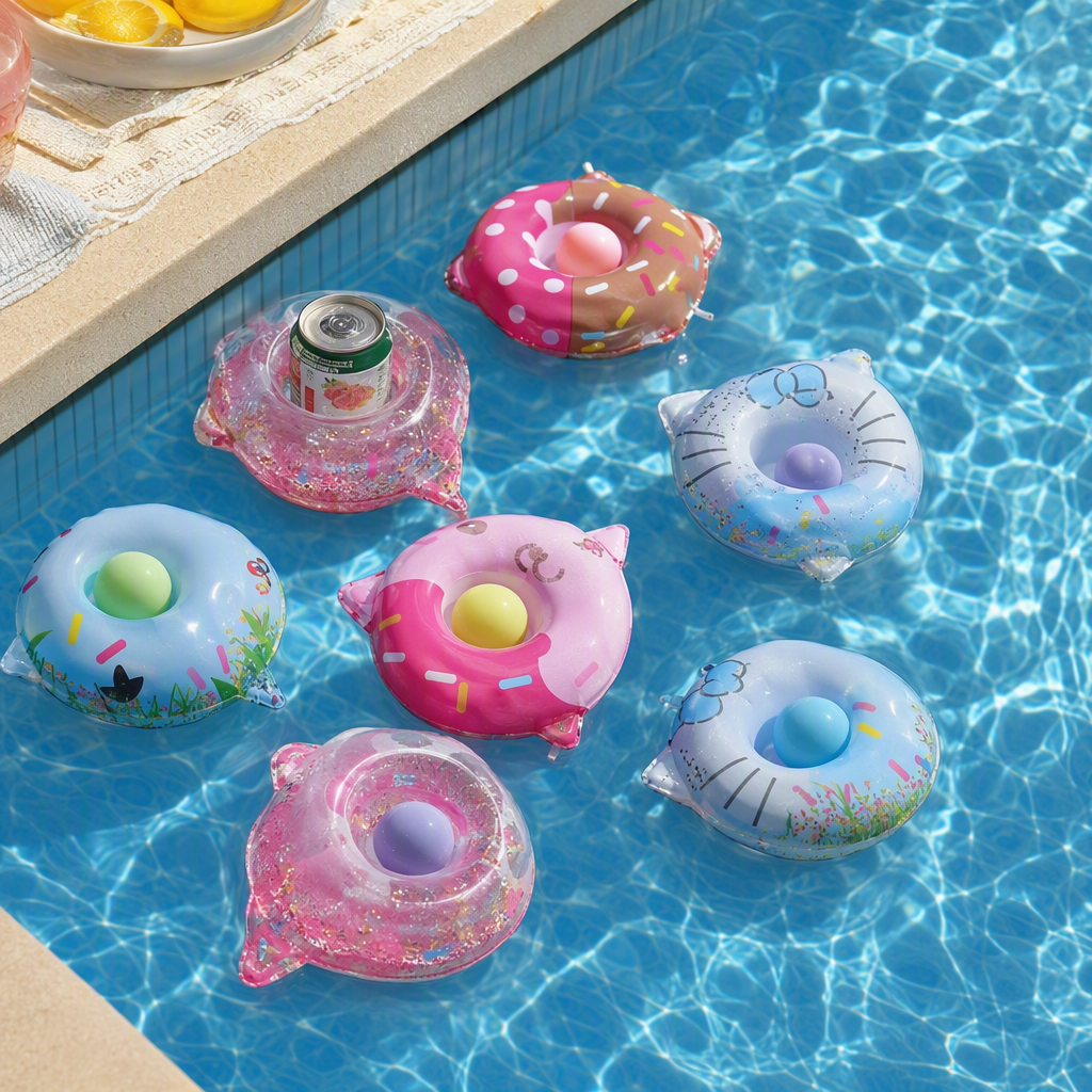 Colorful cartoon shape inflable cup holder antideslizante leakproof niños adultos escritorio decoración regalos creativos details Picture