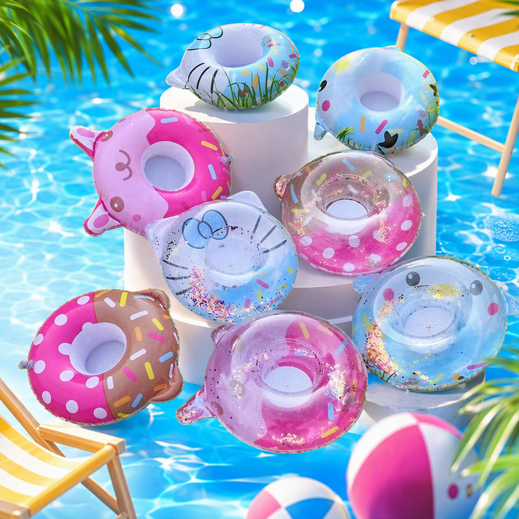 Colorful cartoon shape inflable cup holder antideslizante leakproof niños adultos escritorio decoración regalos creativos Specification image