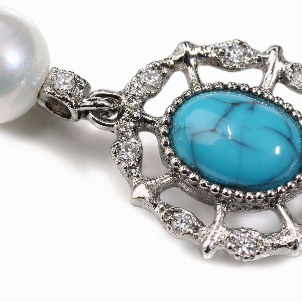 The blue-green gemstone earrings in the white jewelry box are exquisite, fashionable and elegant earrings as a gift for your girlfriend Application Scenario