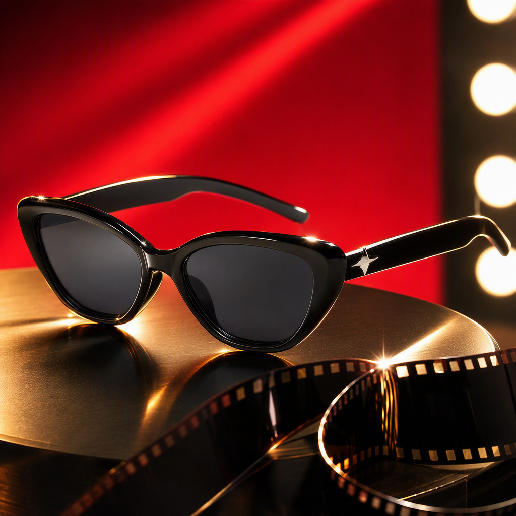 Fashionable black cat-eye sunglasses, UV protection polarizing glasses, trendy and versatile sunglasses for women, women's style Specification image