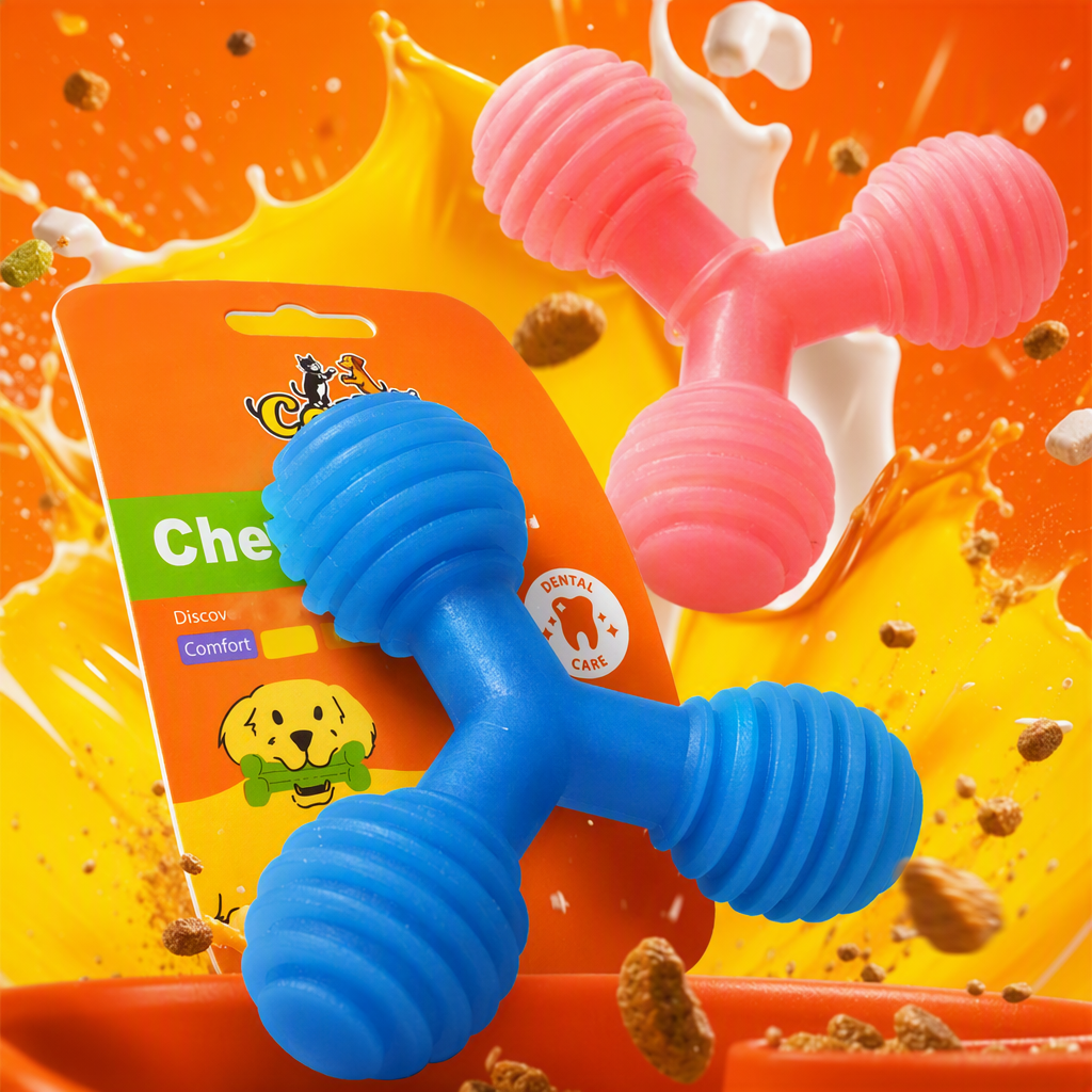 Pink and blue Y-shaped pet chewing toys, durable and wear-resistant pet training chewing toys, pet supplies Specification image