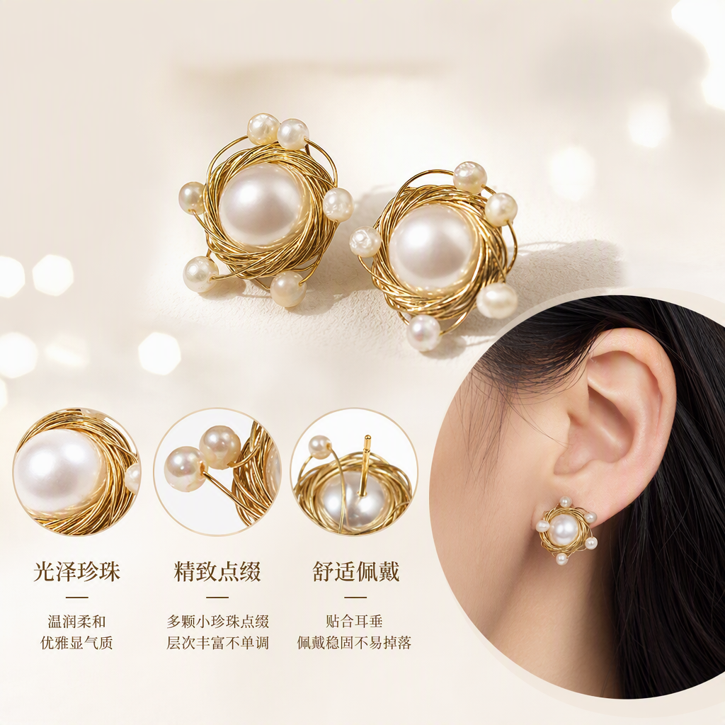Moda oro perla orejas simple y elegante temperamento orejas mujer versión coreana tendencia pendientes accesorios
