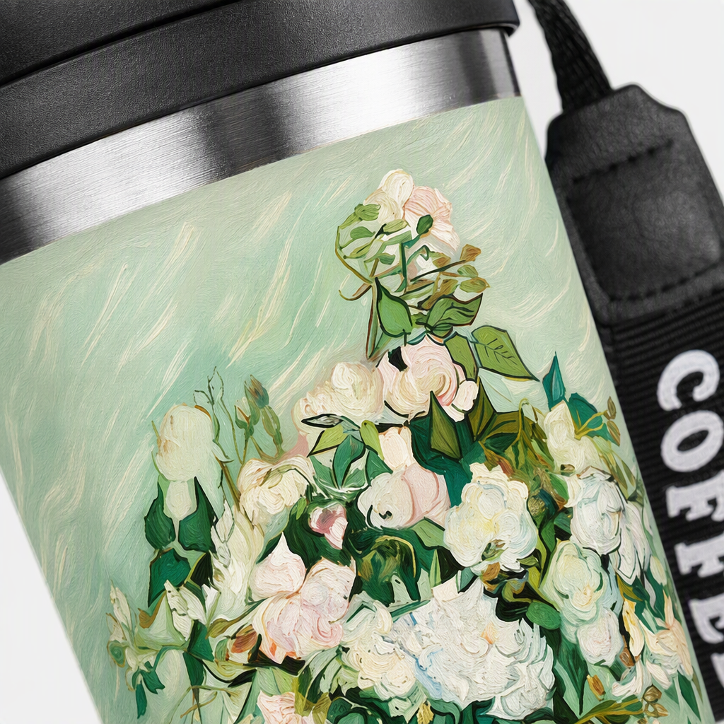 Van gogh gardenia verde floral puro titanio aislante taza de café aislante portátil mantener frío dentro y fuera de titanio puro Application Scenario