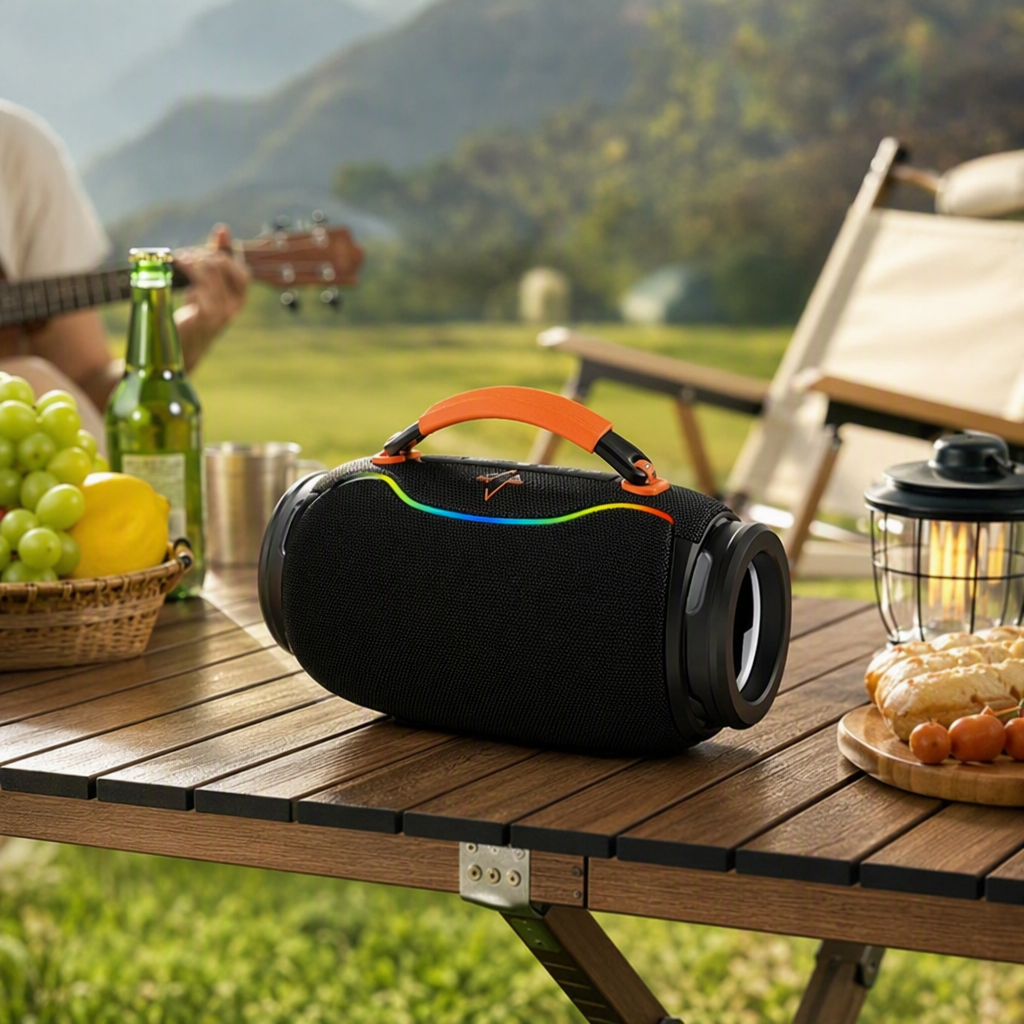 Fashionable and portable Bluetooth speaker, black waterproof and shockproof mini small outdoor portable audio equipment details Picture