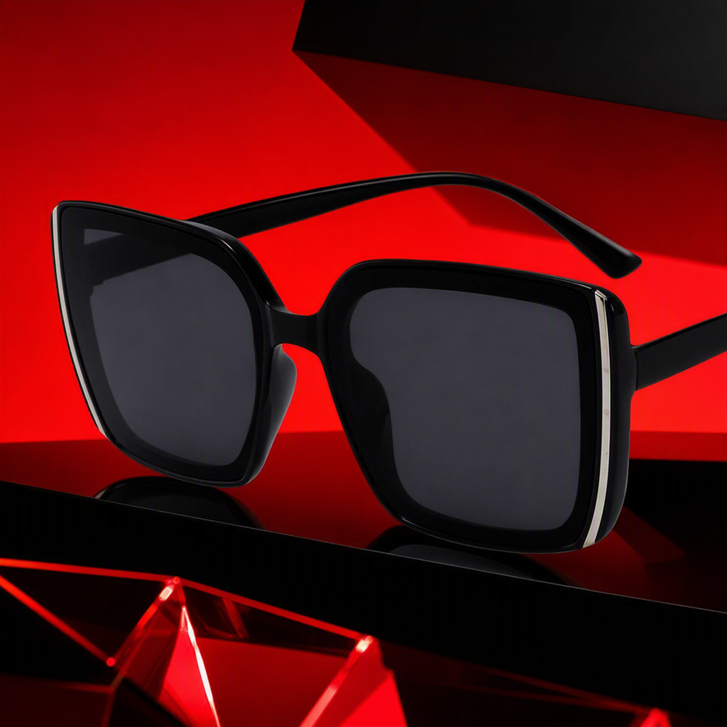 Fashionable square polarized sunglasses for both men and women, UV-resistant black polarized frame, elegant and simple Specification image