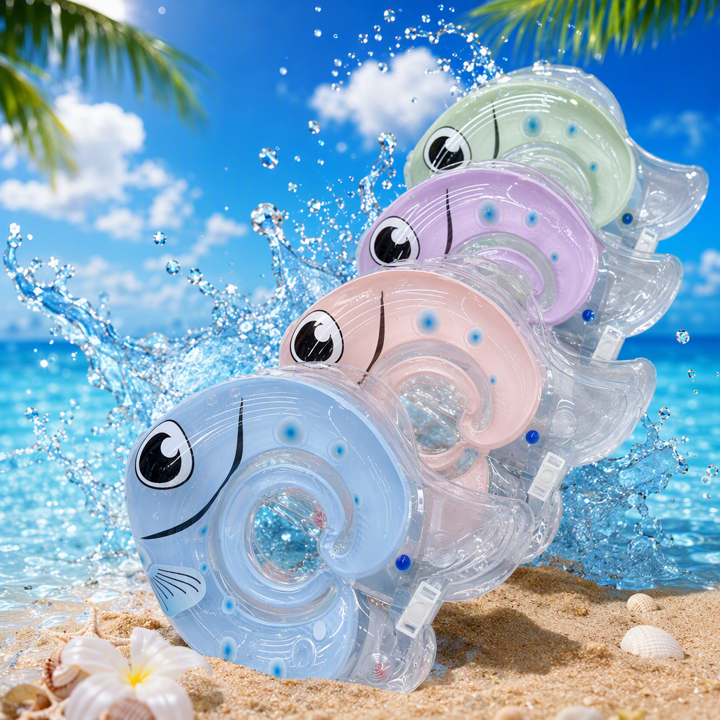 Colorful fish-shaped children's swimming neck rings, anti-air leakage safety float rings, baby water play products, children's swimming accessories Specification image