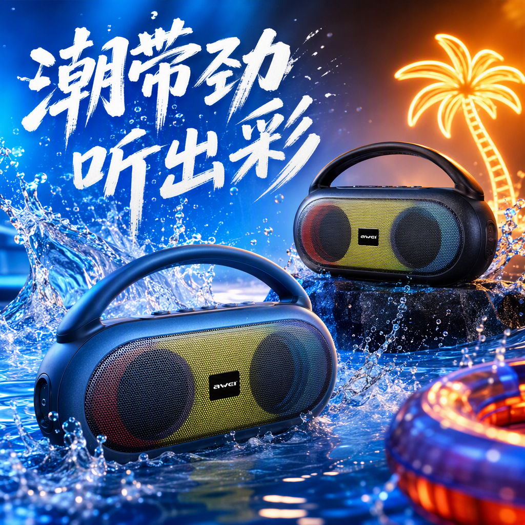 Colorful blue portable Bluetooth speaker, waterproof and shockproof, small and portable outdoor mini speaker, wireless Bluetooth player Specification image