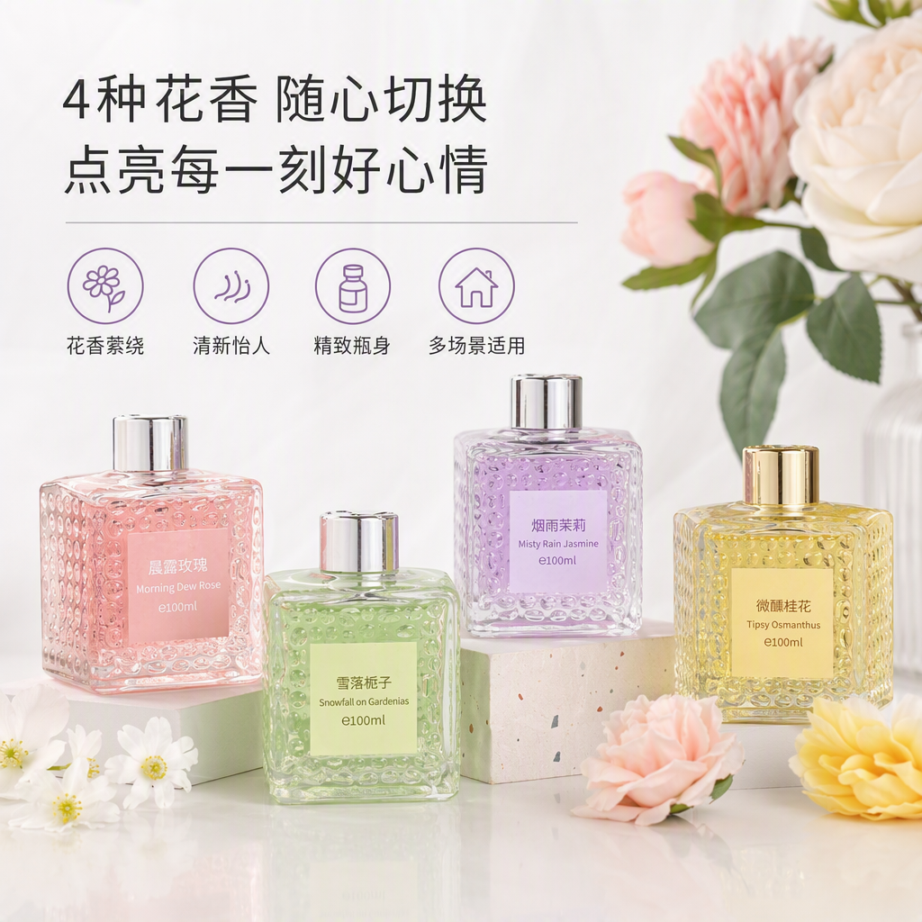 多彩香薰瓶家居香氛瓶创意装饰香气瓶香薰精油瓶彩色玻璃香薰瓶