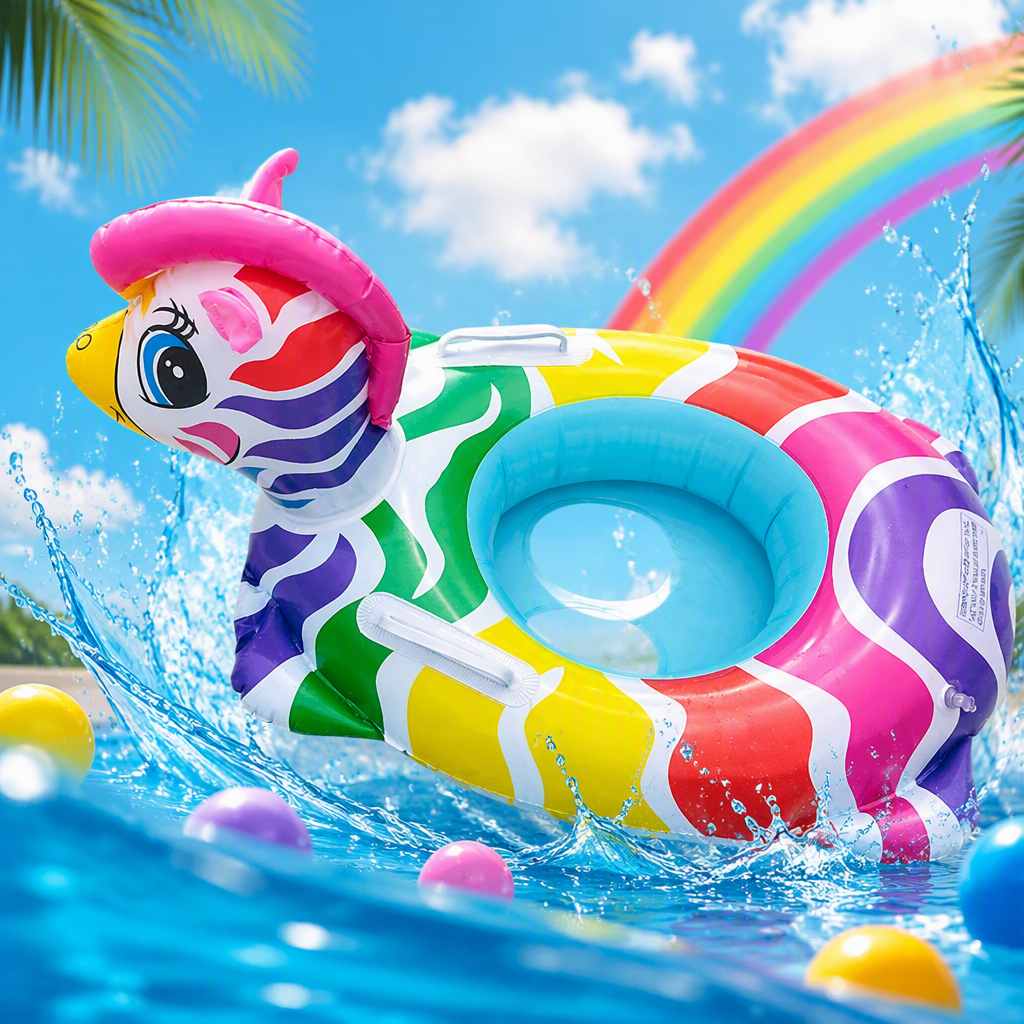 Cartoon unicorn-shaped colorful inflatable swimming rings, children's waterproof and anti-slip safety float rings, summer water play products Specification image