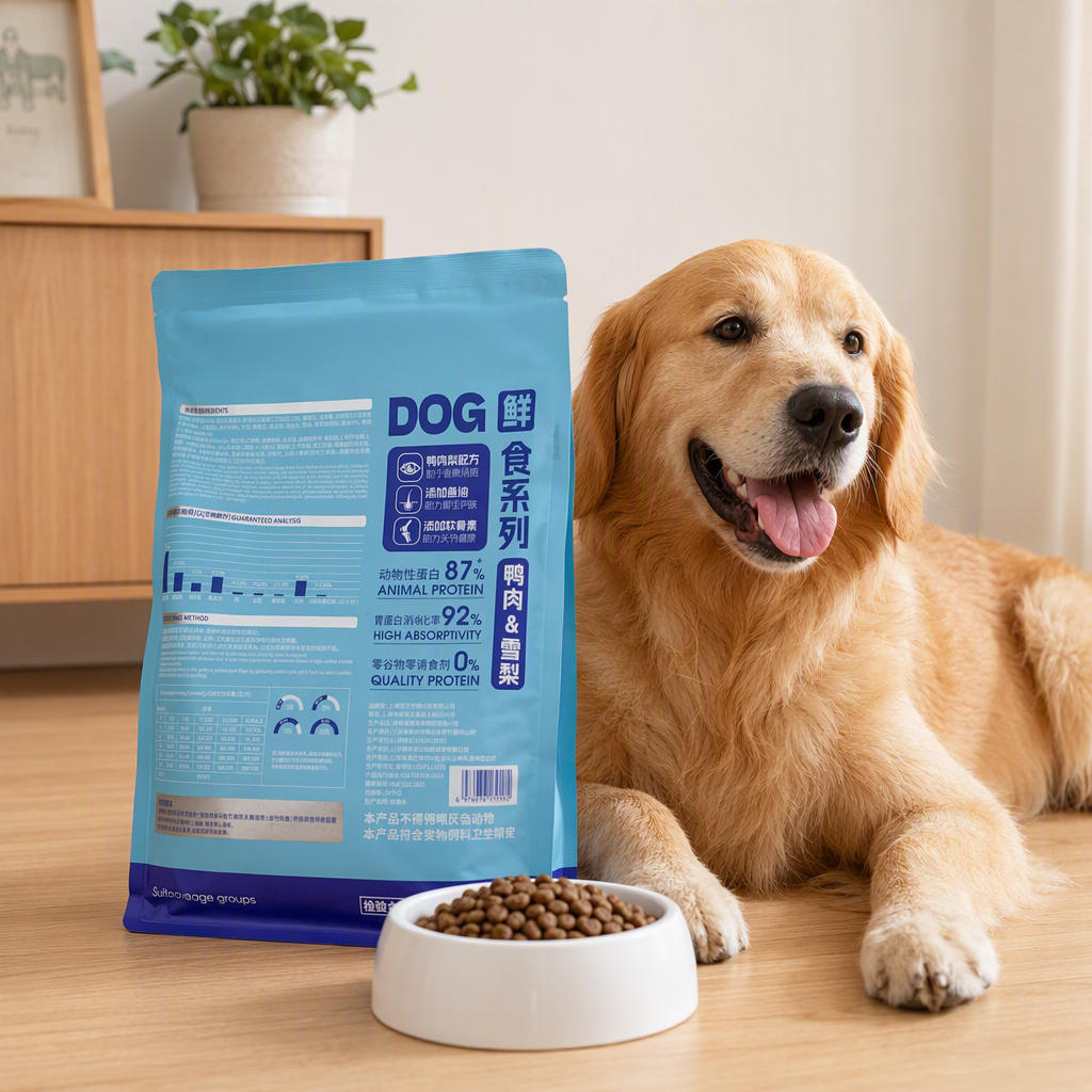 High-quality pet dog food packaging bags, durable, moisture-proof and tear-resistant blue large storage bags, pet supplies packaging bags details Picture