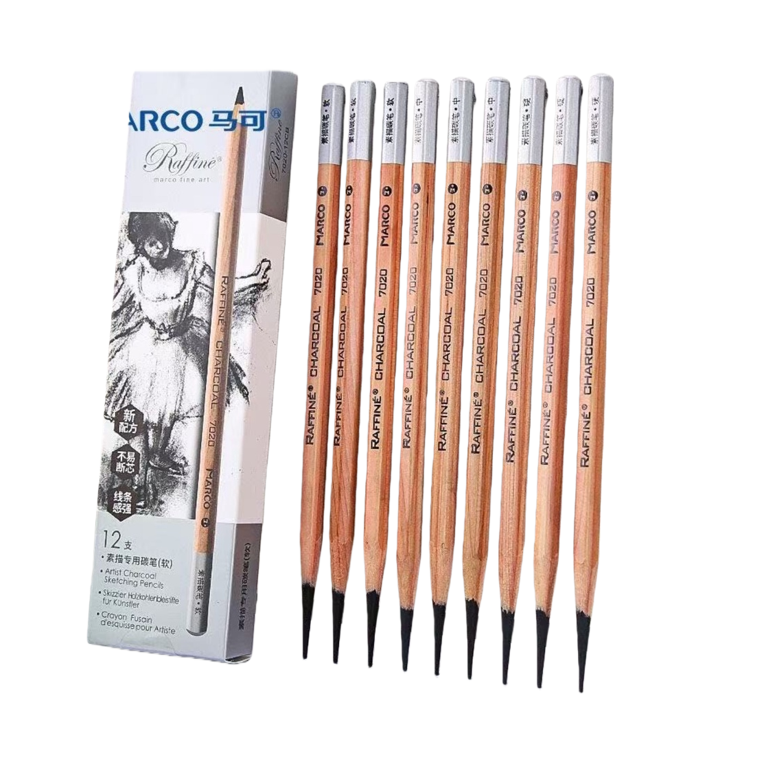 Professional wooden sketching charcoal set, fine and soft painting and drawing tools, student art supplies Item Picture