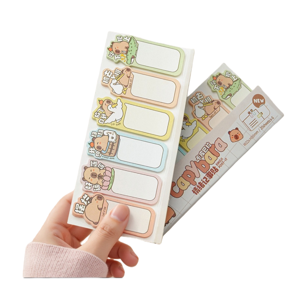 Capibara handheld sticky note stickers with a cute cartoon background, white keyboard, coffee cup, pink rubber decorative stickers, free shipping Item Picture