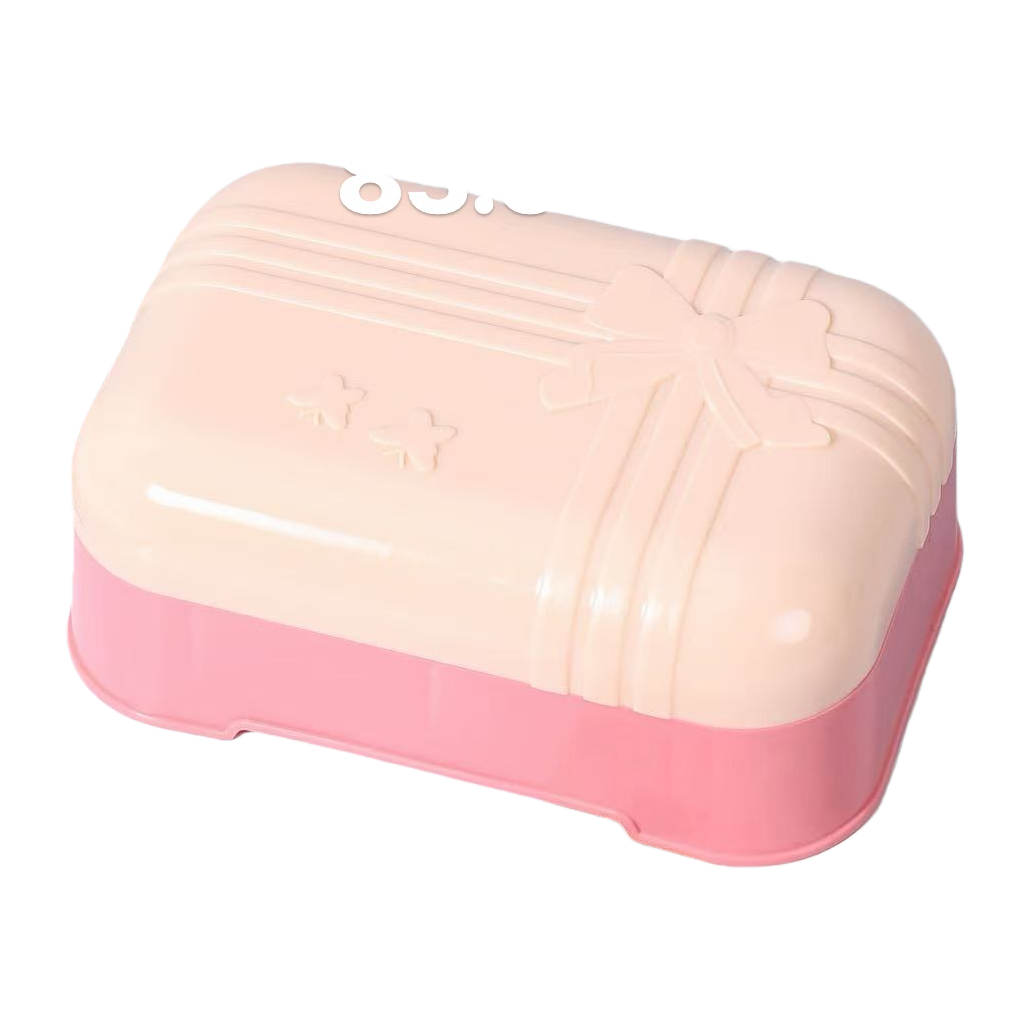 Pink covered hand soap box, simple and creative home bathroom toiletries storage container, waterproof and moisture-proof, practical and decorative Item Picture