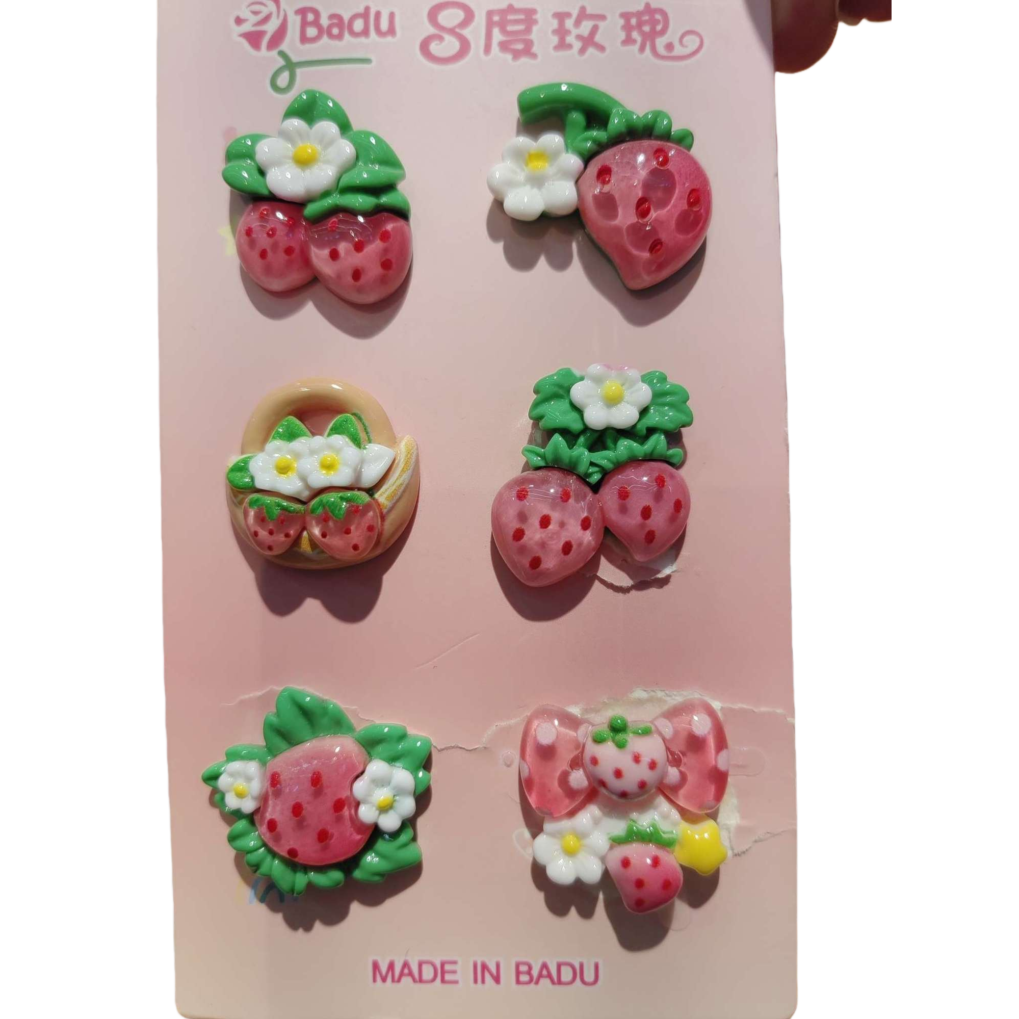 Pink card strawberry-themed accessory set, sweet and cute handmade DIY gift, creative decorative combination Item Picture