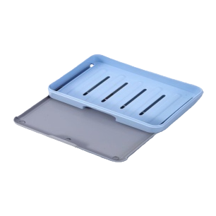 Multifuncional azul con ranura caja de jabón con base gris antideslizante jabón de manos suministros de almacenamiento y acabado suministros de baño para el hogar Item Picture