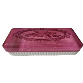 Pink carved seal soap box, creative stationery box, portable multi-functional seal storage bag, student office supplies organization box Item Picture
