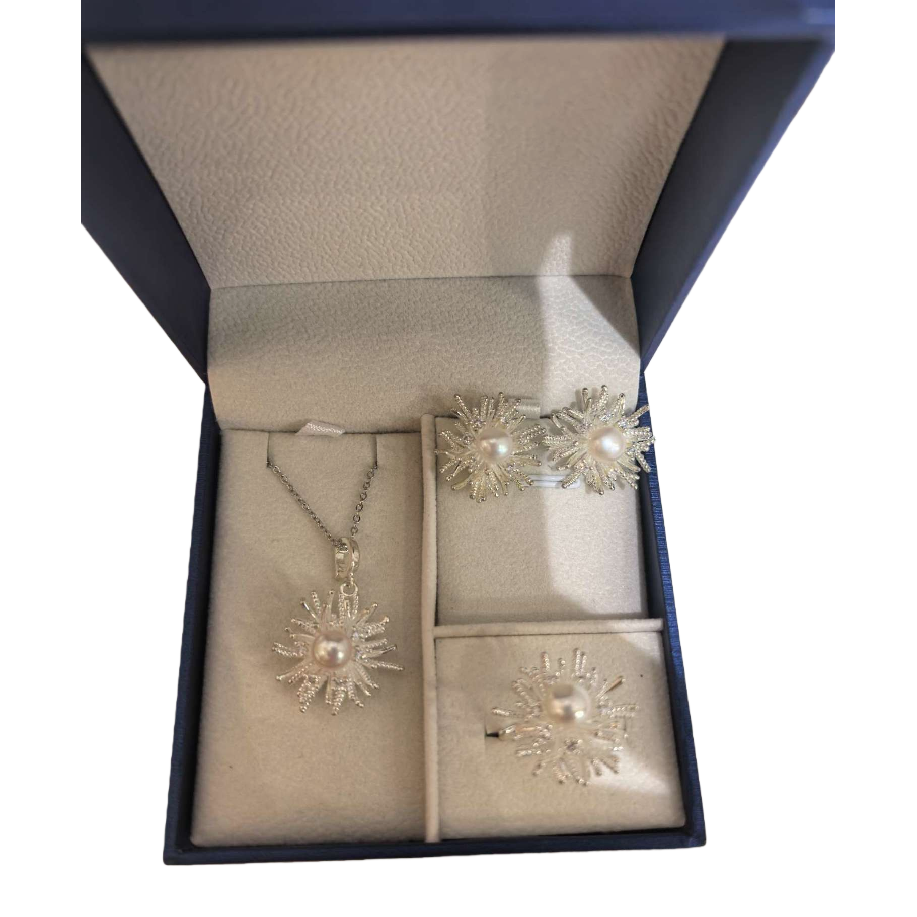 The silver pearl starlight jewelry set is simple, elegant, fashionable and versatile, making it an elegant gift Item Picture