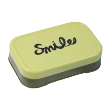 Yellow soap box with "Smile" logo, home storage box, storage box, organizing box, storage container Item Picture