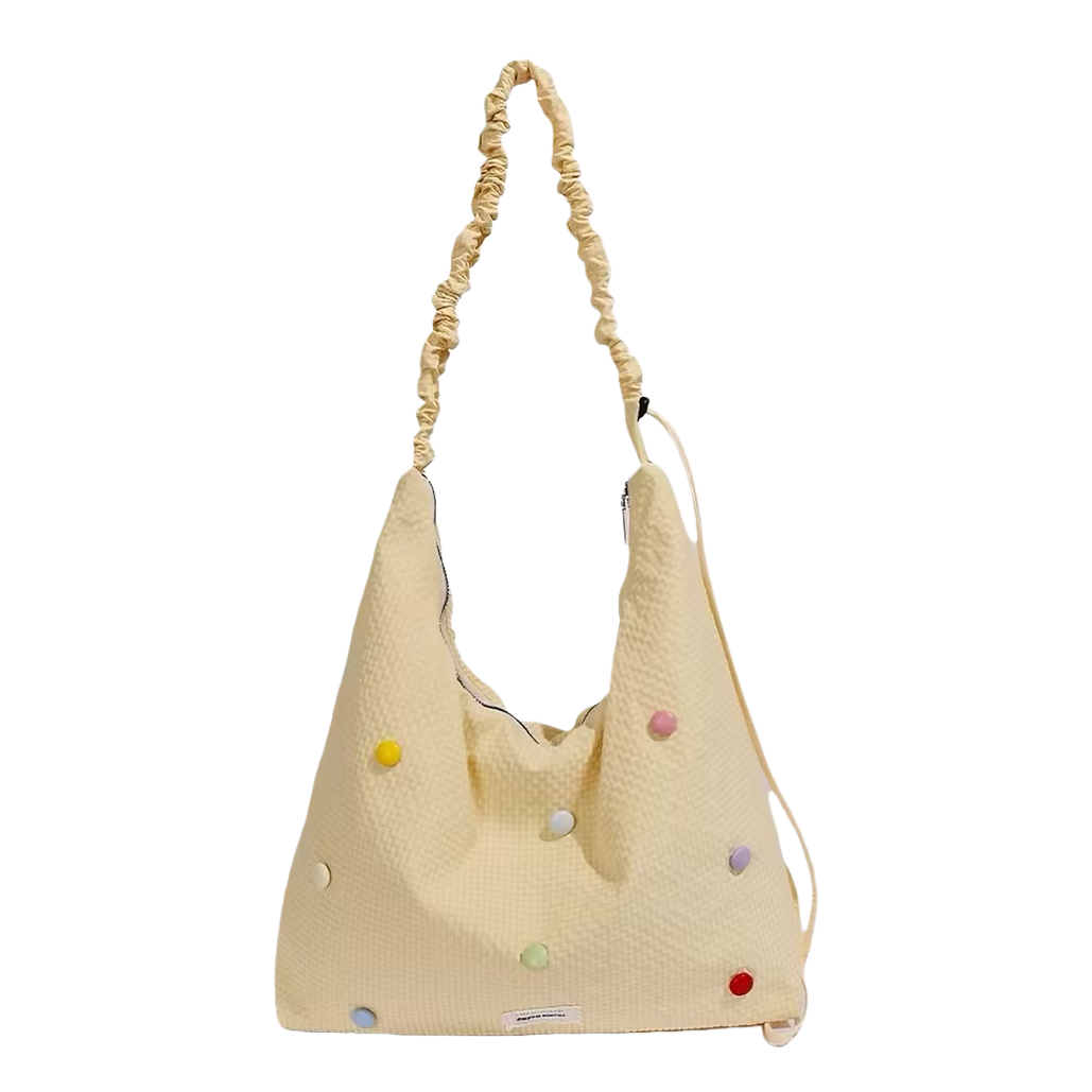 Beige wave dot plisado bandolera lona mujer bolso 2025 versátil crossbody bolso bolso moda y casual tendencia Item Picture