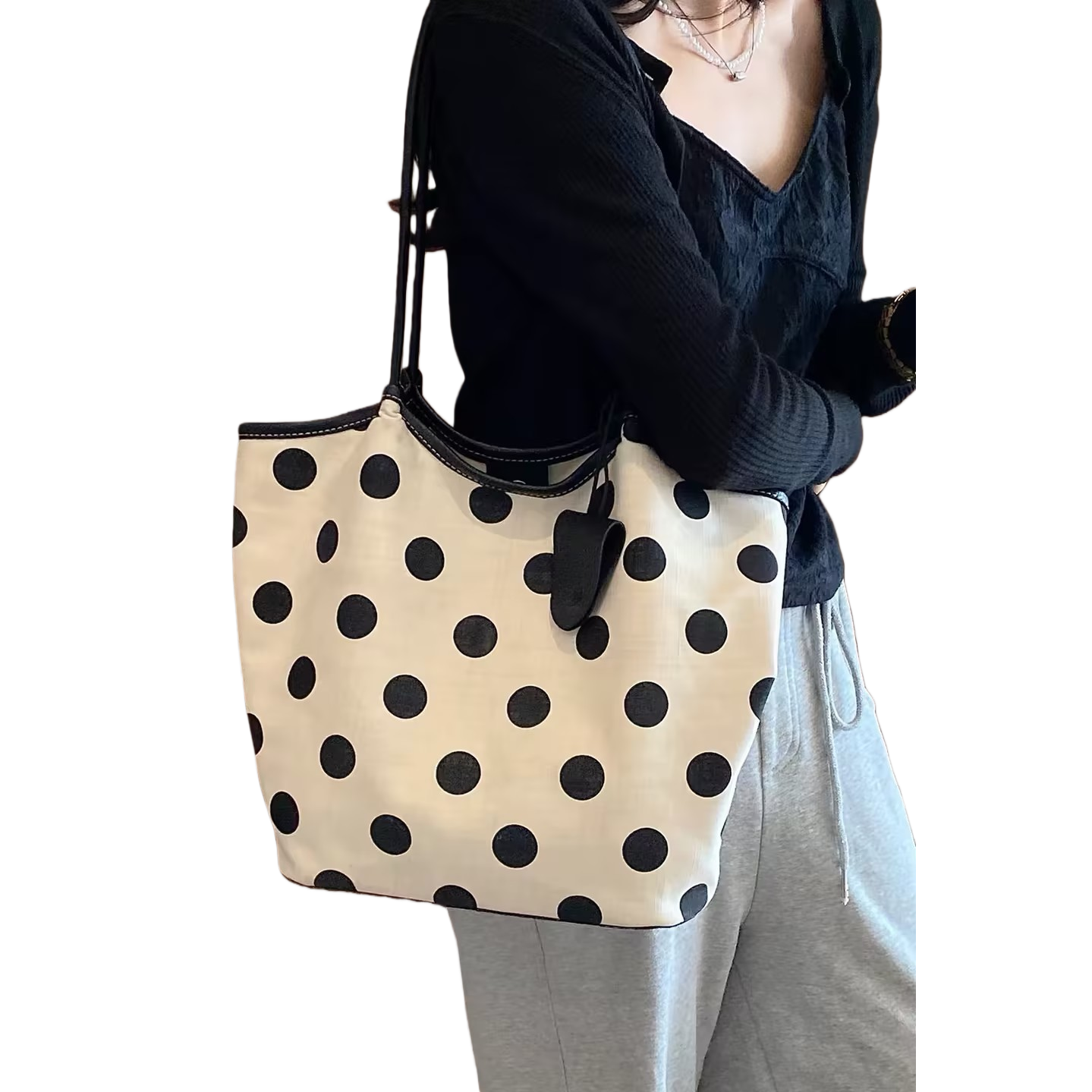 Punto de onda tote bolso mano bl hombro casual versátil gran capacidad tendencia mujer bolso simple moda bolsa de compras Item Picture