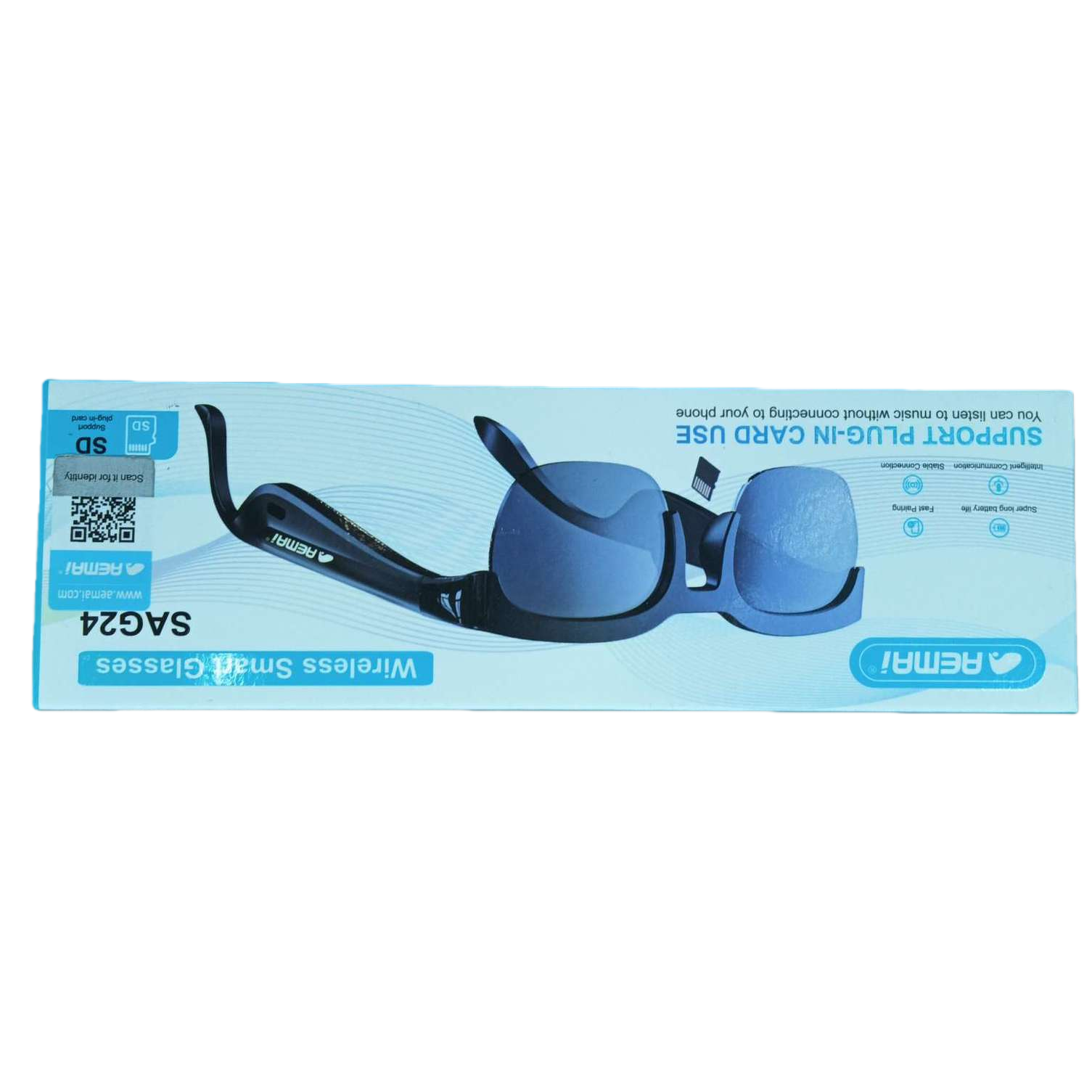 Fashionable black smart glasses, high-definition display, Bluetooth headphones, multi-functional portable eye health and eye protection wonder Item Picture
