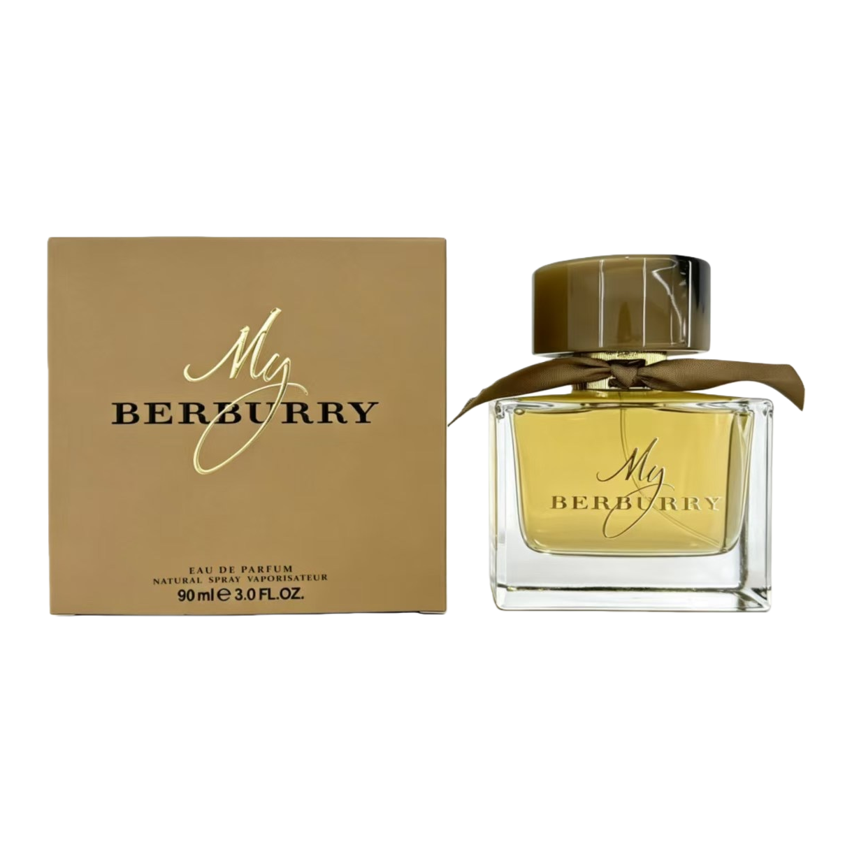Caja de embalaje de oro con botella de vidrio transparente eau de parfum líquido impresión lazo decorativo adecuado para regalos y regalos fragancia para mujeres Item Picture