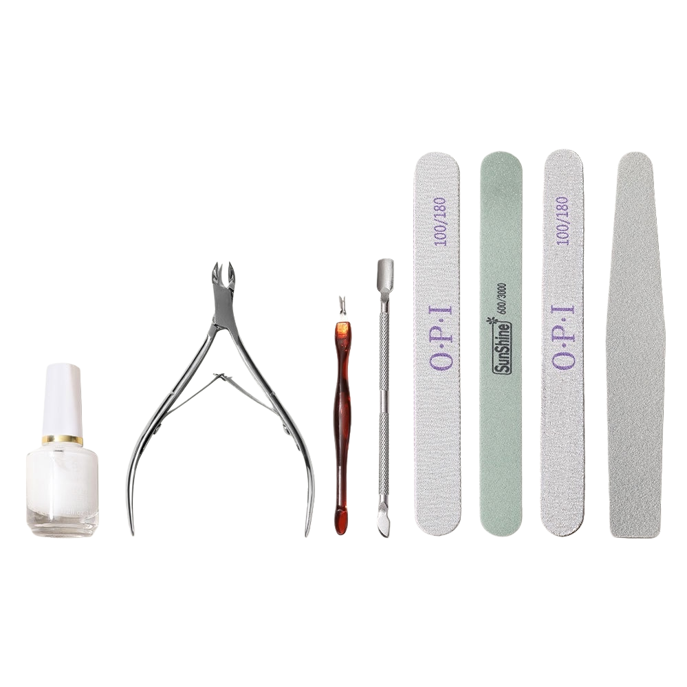 Multi-functional nail care set, dead skin shears, dead skin forks, steel pushers, nail files, softeners, beauty tools combination Item Picture