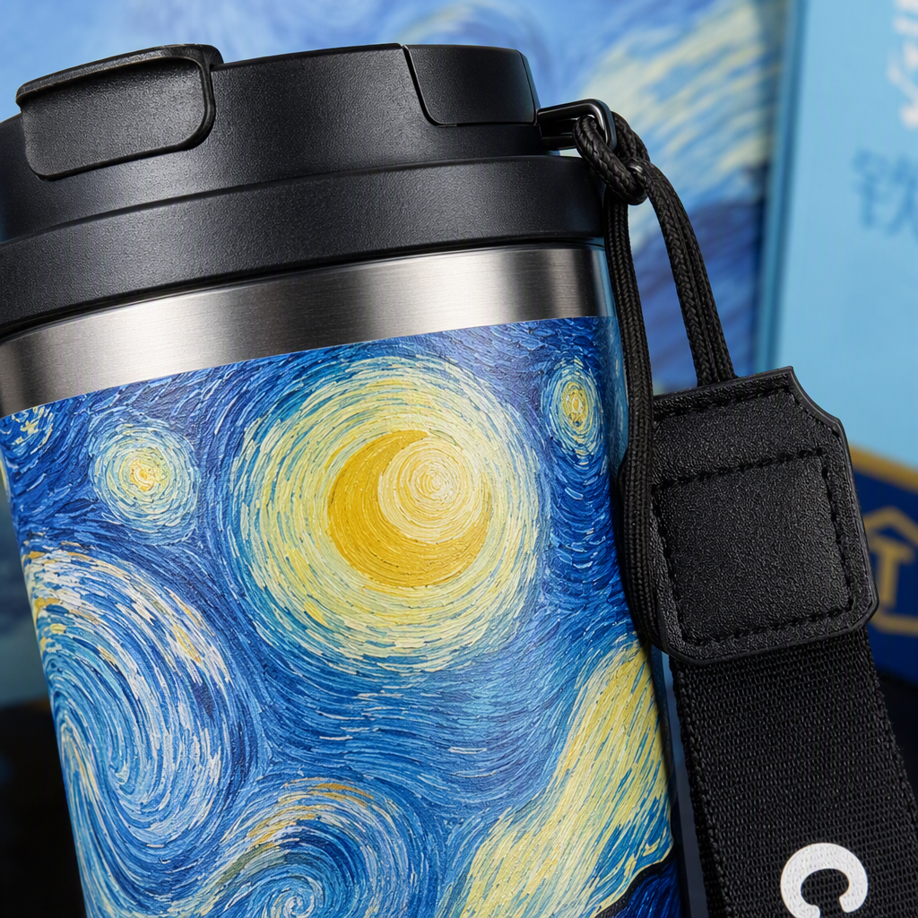 Van gogh star theme titanio puro taza de café agua portátil alta gama ligero interior y exterior titanio puro regalo regalo Application Scenario