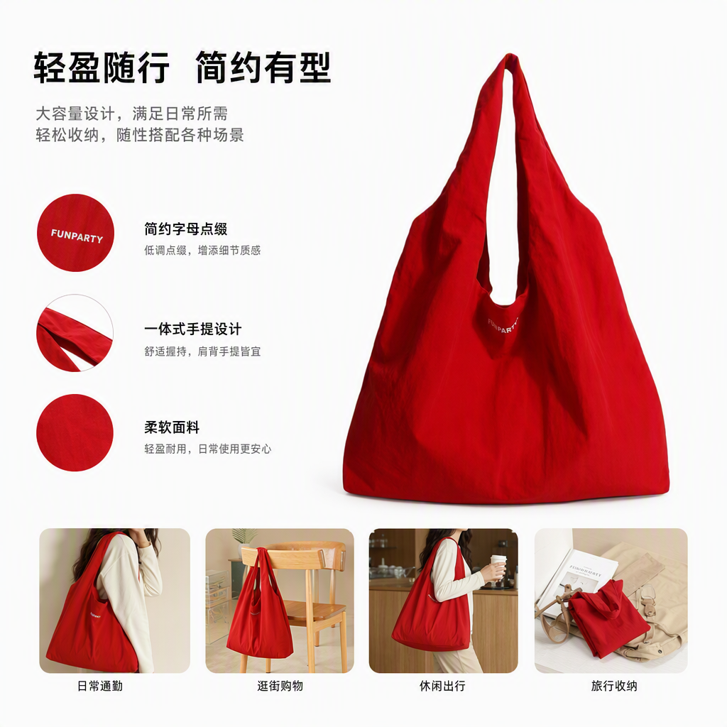 Moda bolsa de mujer de gran capacidad bolsa roja tote mano bl hombro casual versátil bolsa de tendencia mujer bolsa de compras details Picture