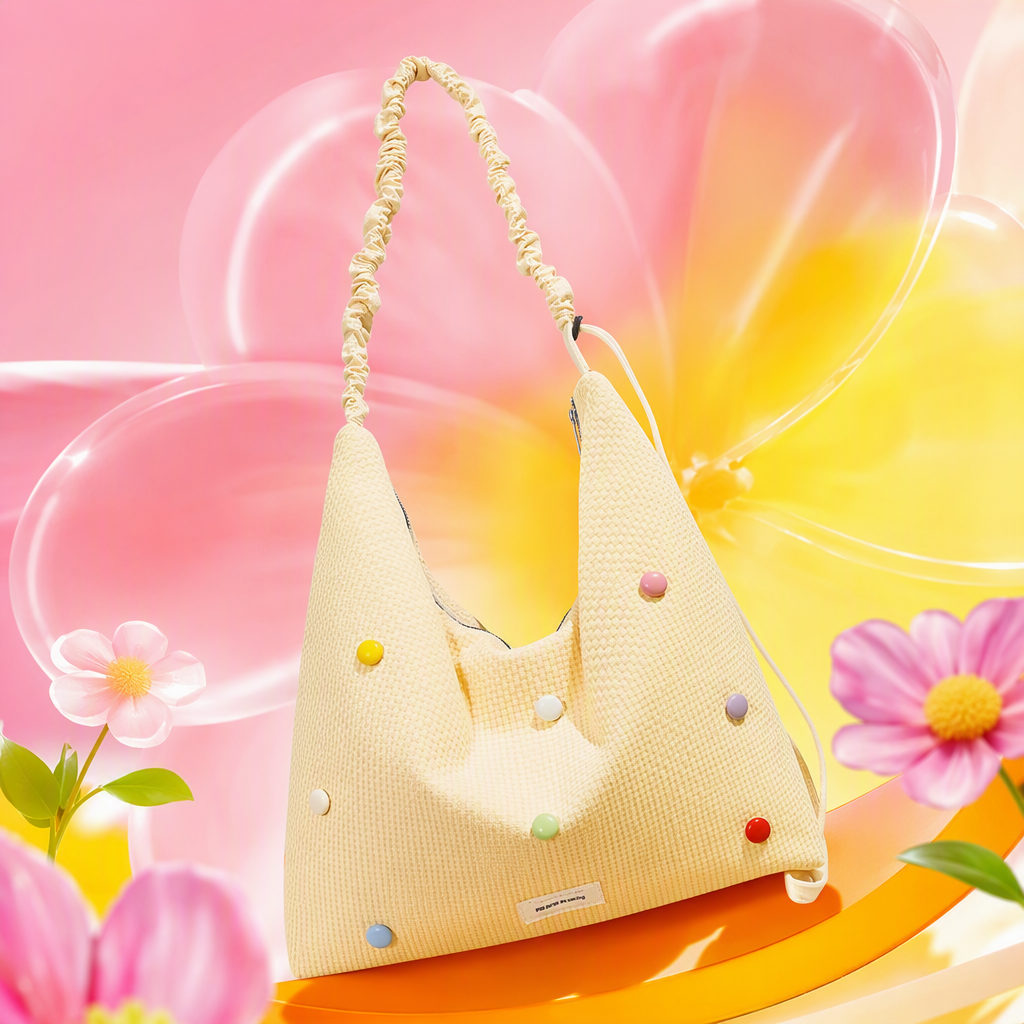 Beige wave dot plisado bandolera lona mujer bolso 2025 versátil crossbody bolso bolso moda y casual tendencia Specification image