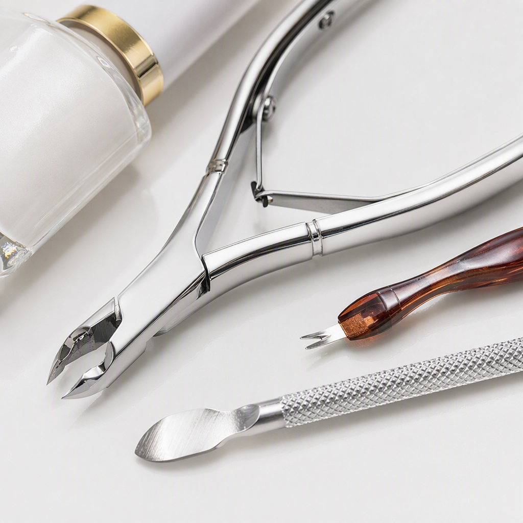 Multi-functional dead skin trimmer set, silver dead skin trimmer, dead skin fork, steel pusher softener, hand and foot keratin care tool combination Application Scenario