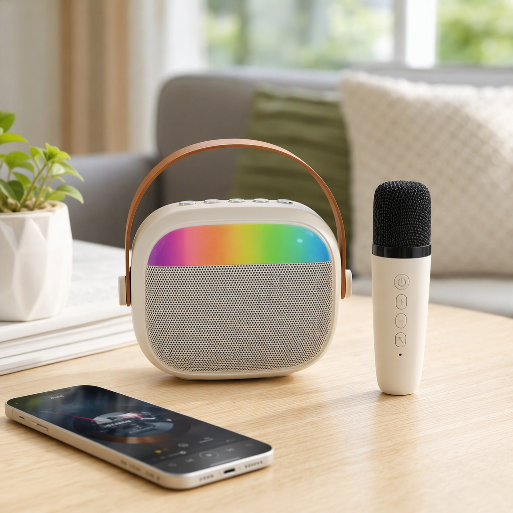 Цветной асимптотный магнитофон с микрофоном bluetooth, портативный портативный плеер для домашней вечеринки details Picture
