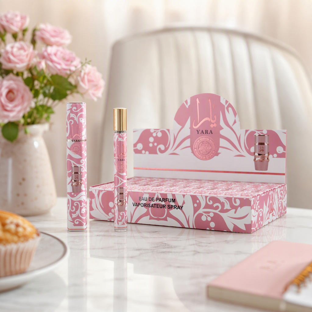 YARA Perfume Spray 24-piece display box, pink pattern packaging, long-lasting light fragrance, portable refill gift box details Picture