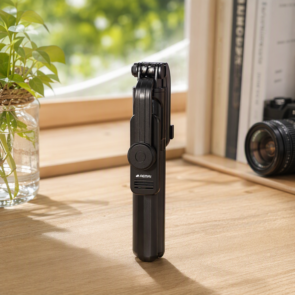Fashionable black packaging box, portable selfie stick, multi-functional phone stand, photography wonder, essential for travel details Picture