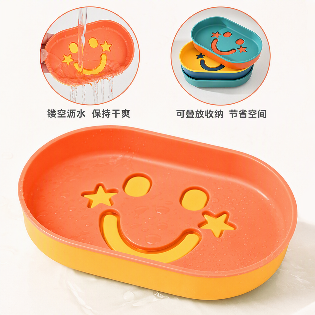 Cute orange smiley face soap box simple y creativo suministros de almacenamiento de baño artículos de decoración para el hogar