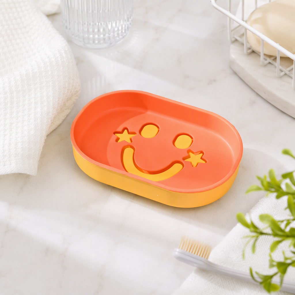 Cute orange smiley face soap box simple y creativo suministros de almacenamiento de baño artículos de decoración para el hogar details Picture