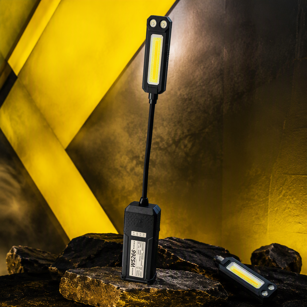 Nuevo producto luz de trabajo multifuncional de doble fuente de luz con fuerte exposición magnética luz de trabajo recargable trabajo al aire libre mantenimiento luz de trabajo de emergencia
