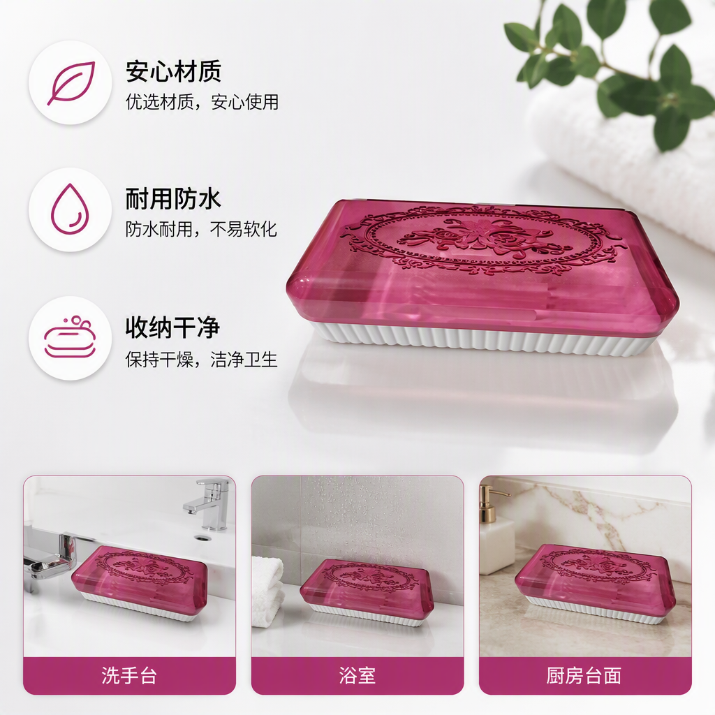 Caja de jabón de sello tallado rosa caja de lápiz creativa bolsa de almacenamiento de sello multifuncional portátil caja organizadora de materiales de oficina estudiantil