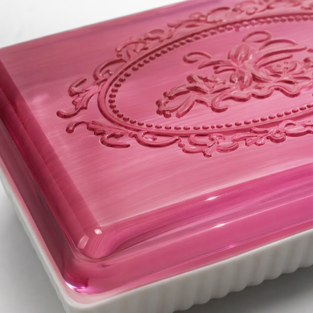 Pink carved seal soap box, creative stationery box, portable multi-functional seal storage bag, student office supplies organization box Application Scenario