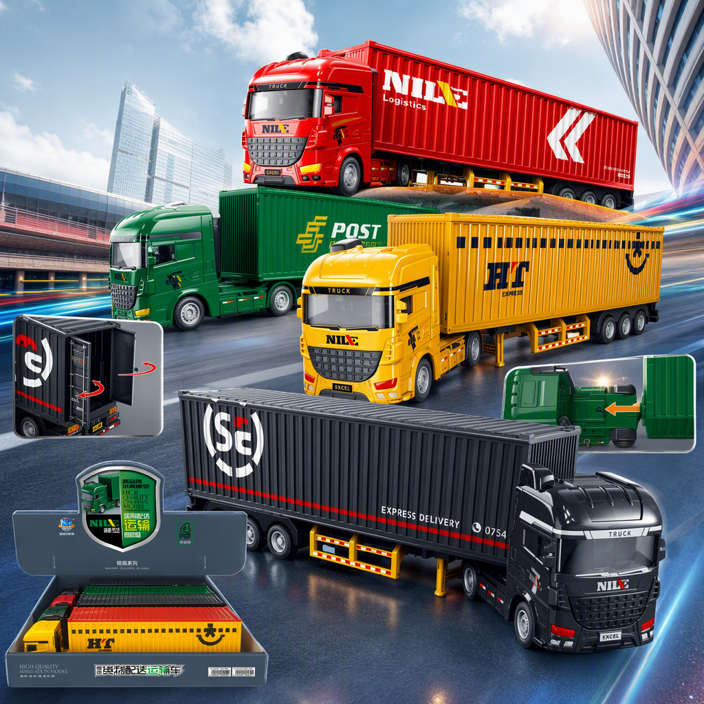 Colorful container truck model set, children's toy assembly, creative collection, fun and educational gifts Specification image