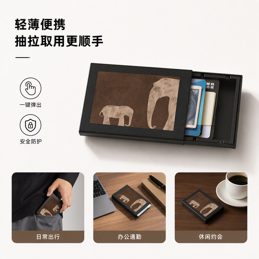 创意大象图案装饰画框棕色背景简约挂墙艺术画客厅卧室装饰品