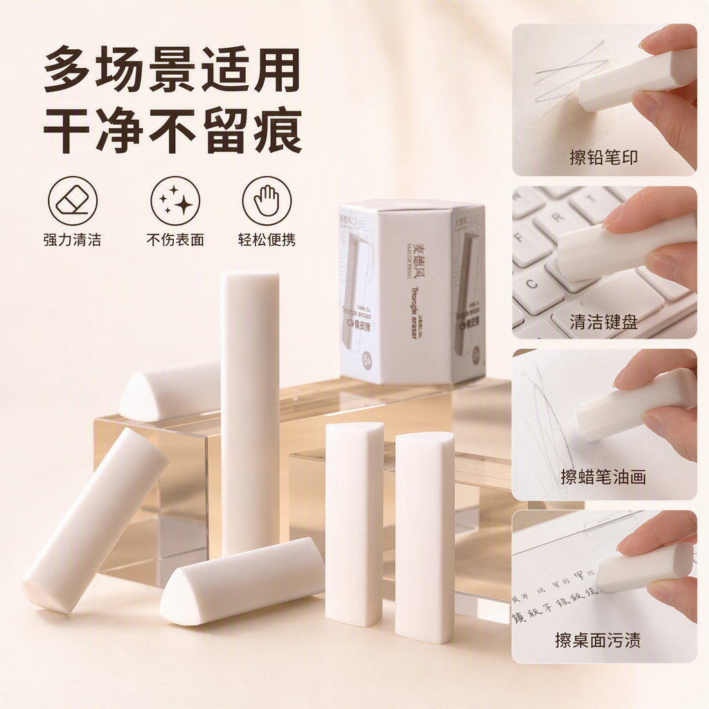Multi-functional white eraser, a lightweight and portable eraser for students, is a special eraser tool for office and drawing