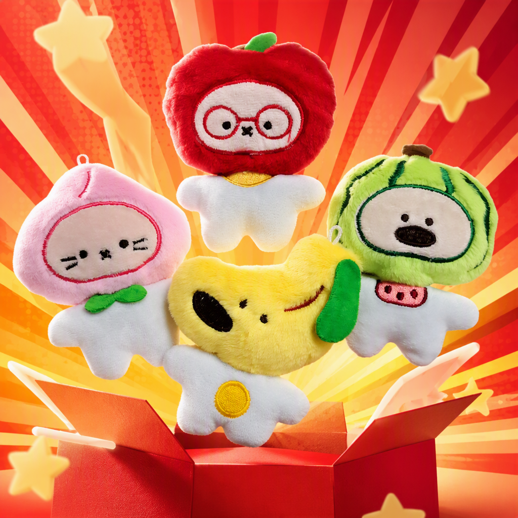 Fruit plush dolls, cute cartoon and animo-related toys, schoolbags, keychains, small pendants, decorations, colorful fruit-shaped plush pendants for foreign trade, light bear, flowing sand keychains, dolls, mirror decorations, fashionable and cute matching products Specification image