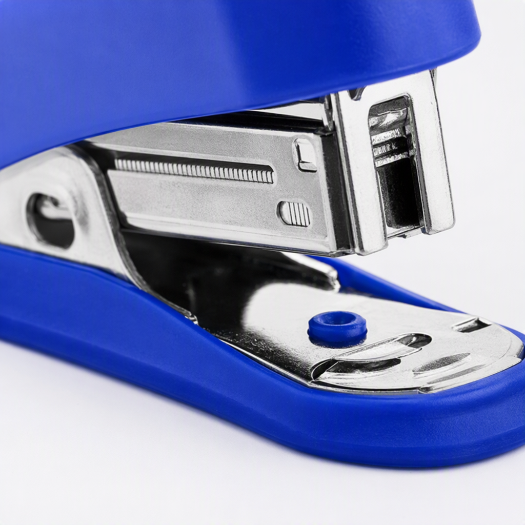 Portable mini blue stapler with staples, office stationery and portable binding tools Application Scenario