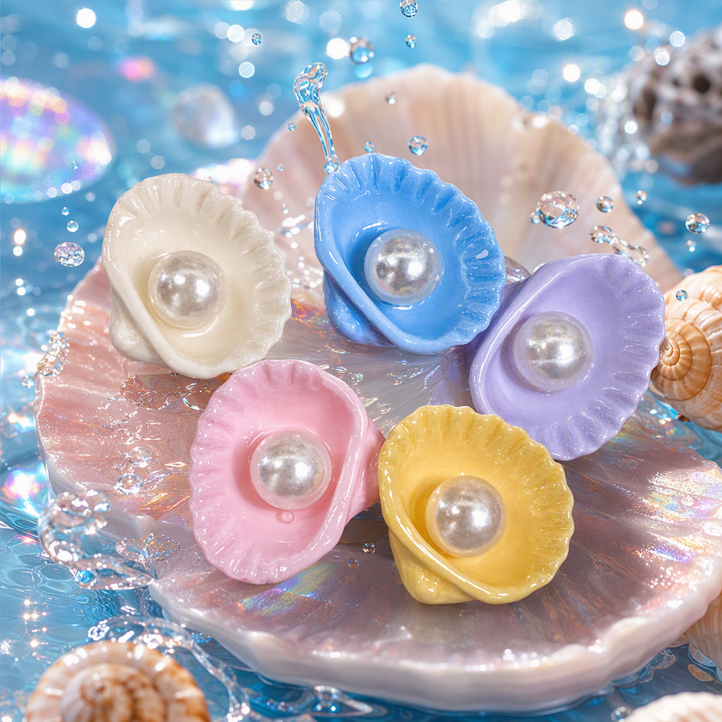 Selected creative, fashionable and trendy accessories and gifts featuring colorful shell and pearl handcrafted ornaments Specification image