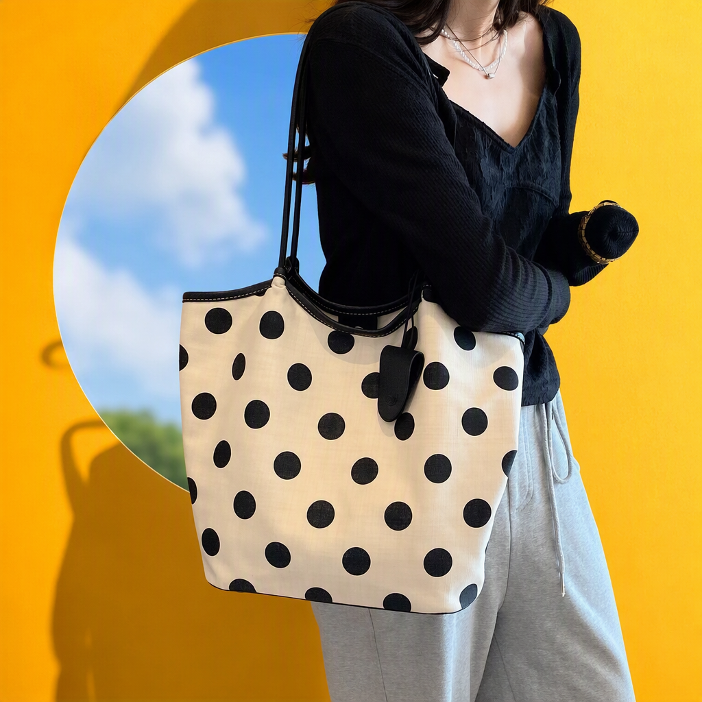 Punto de onda tote bolso mano bl hombro casual versátil gran capacidad tendencia mujer bolso simple moda bolsa de compras Specification image