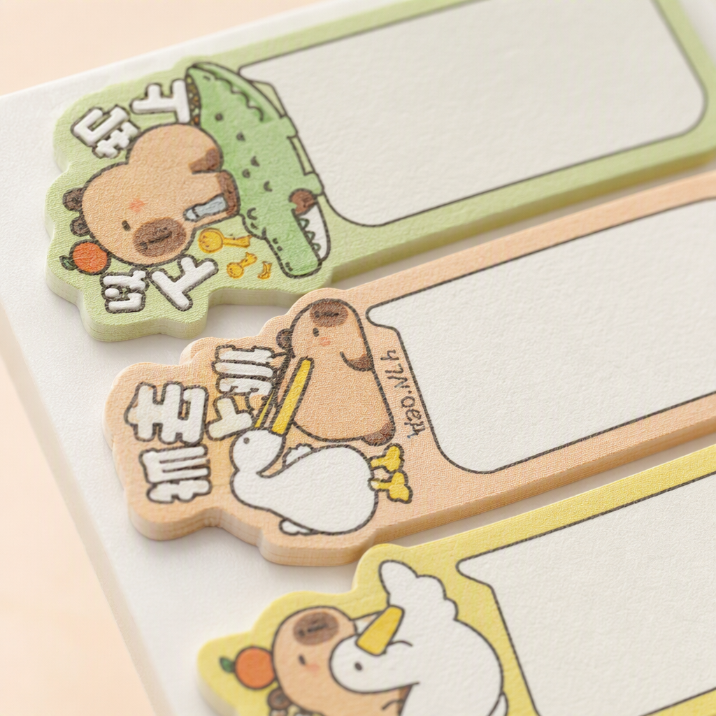 Capibara handheld sticky note stickers with a cute cartoon background, white keyboard, coffee cup, pink rubber decorative stickers, free shipping Application Scenario