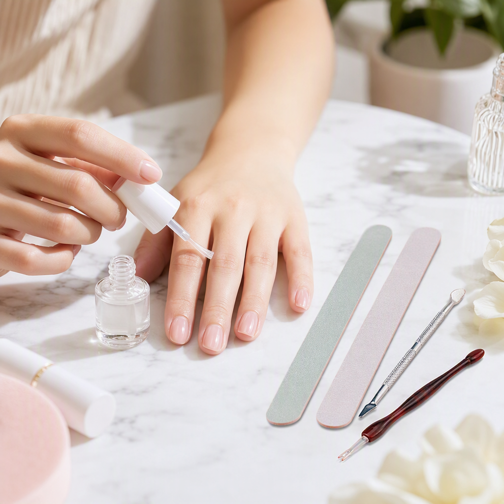 Pink background five-piece set, exfoliation tools, grinding and polishing steel pusher, exfoliation fork, softener, beauty care set details Picture